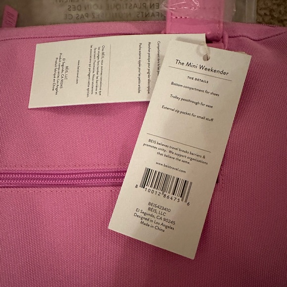 BNWT BÉIS The Mini Weekender in BERRY — Limited Edition - Picture 3 of 4